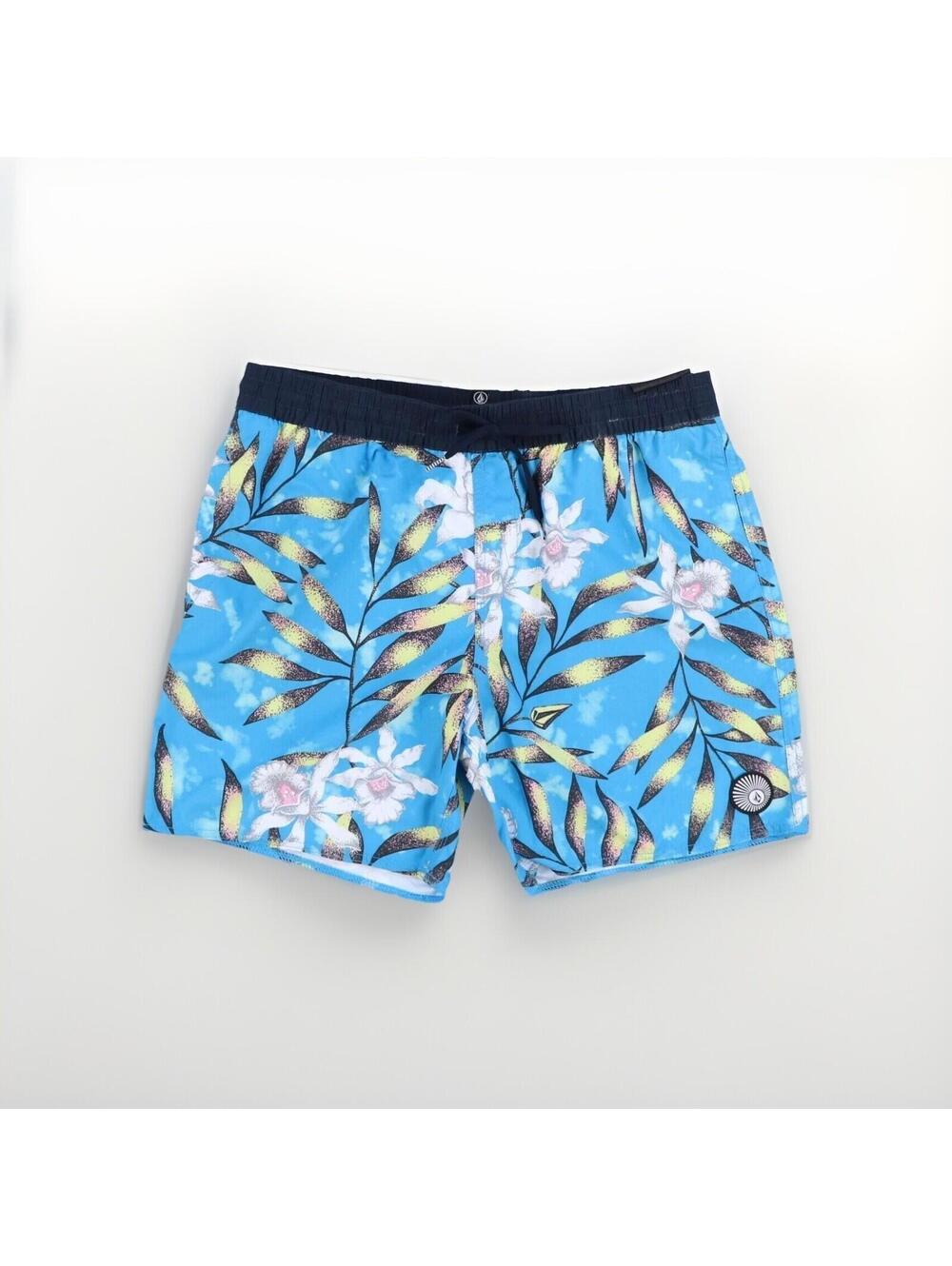 Mens Blue Swim Trunks Bathing Suit Bottoms Swimsuit Floral Brand New